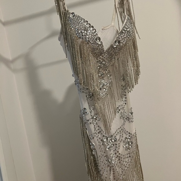 Rhinestone Dress/Bodysuit in White - Picture 2 of 11